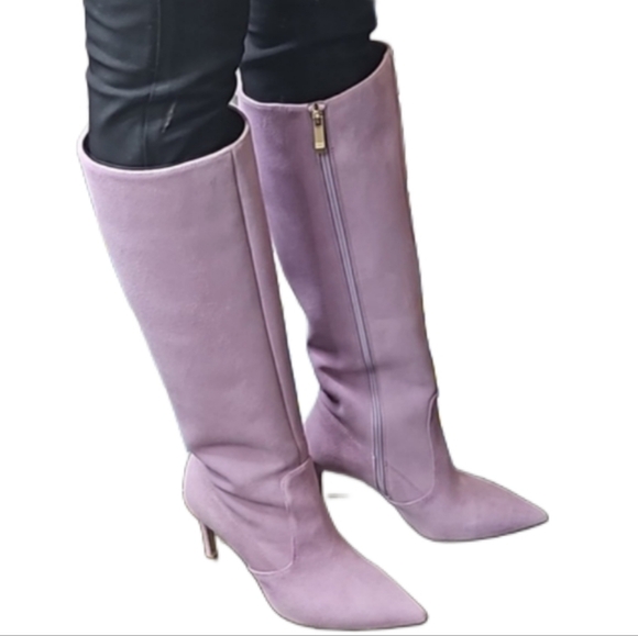 NIB. L'AGENCE Lena Knee High Boot in Lavender Suede - Picture 12 of 15